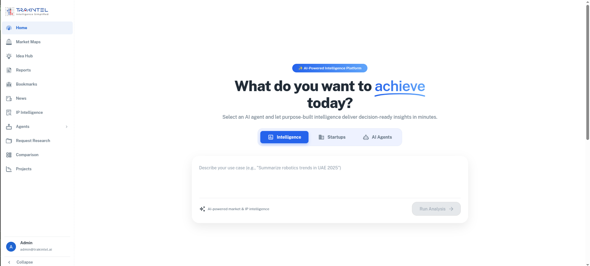 TrakIntel Platform Dashboard
